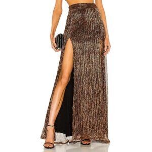 Nookie Alchemy Skirt in Rust Maxi Metallic Brown